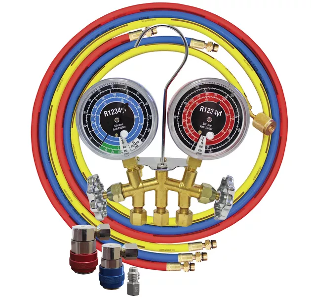 ATD Tools 3661 - R1234yf 2-Way Brass Manifold Gauge Set