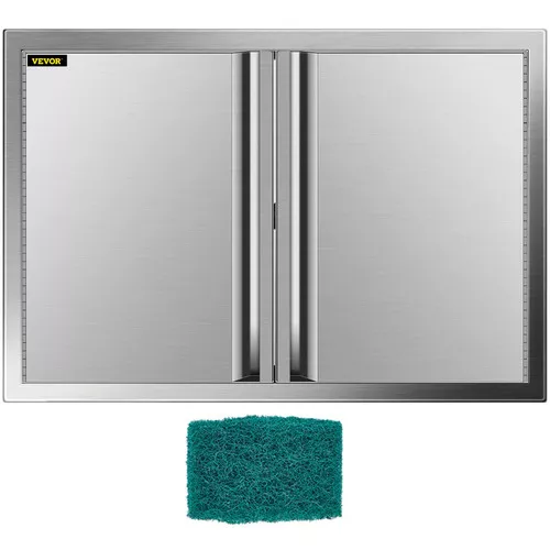 BBQ Access Door 31W x 24H Inch, Double BBQ Door Stainless Steel with Recessed Handle, Outdoor Kitchen Doors for BBQ Island, Grill Station, Outside Cabinet