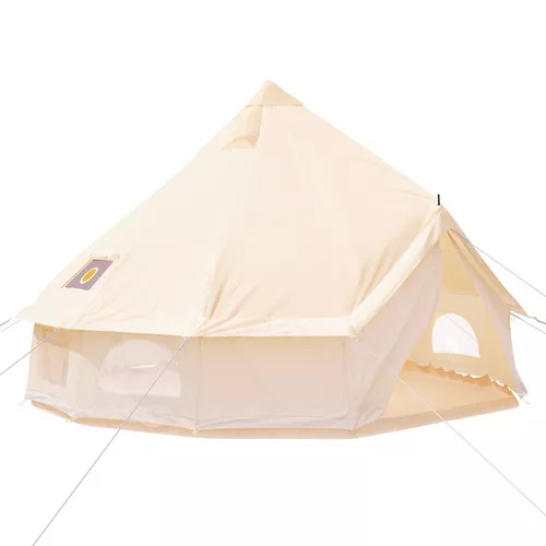 Canvas Bell Tent, 4 Seasons Breathable 100% Cotton Canvas Yurt Tent – w/Stove Jack, Luxury Glamping Tent Waterproof Canvas Tents for Family Camping Outdoor Hunting Party