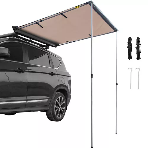 Car Awning Car Tent Retractable Waterproof SUV Rooftop Khaki 5'x6.5'