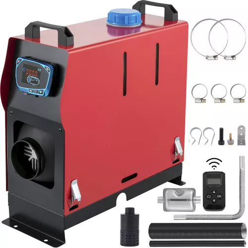 Diesel Air Heater, 12 V 5KW All in One Bunk Parking Heater, with Remote Control, LCD Thermostat Monitor, Silencer and Large Air Outlet for RV Trucks Bus and Trailer