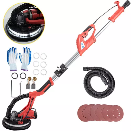 Electric Drywall Sander 850W with LED Strip Light, Foldable Sheetrock Sander with Extendable Handle Variable Speed 800-1750RPM,Drywall Sander with 6 Sand Pads