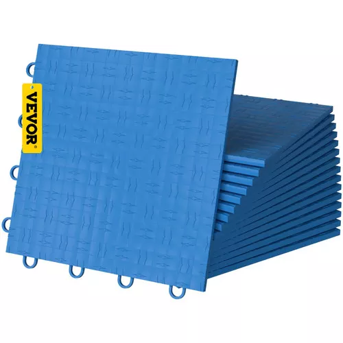 Garage Tiles Interlocking, 12'' x 12'', 50 pcs, Blue Garage Floor Covering Tiles, Non-Slip Diamond Plate Garage Flooring Tiles, Support up to 55,000 lbs for Basements, Gyms, Repair Shops