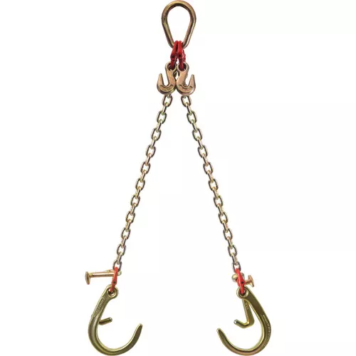 J Hook Chain, 5/16 in x 2 ft Tow Chain Bridle, Grade 80 J Hook Transport Chain, 9260 Lbs Break Strength with JT Hook & Grab Hook, Tow Hooks for Trucks, Heavy Duty J Hook and Chain Shorteners