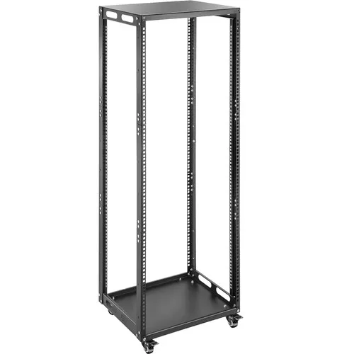 Server Rack, 25U Open Frame Rack, 4-Post IT Server Network Relay Rack, 19 Inch Server/Audio Network Equipment Rack Cold Rolled Steel, Heavy Duty Rack w/Casters, Holds Network Servers & AV Gear
