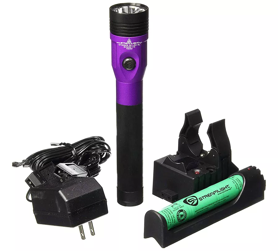 Streamlight 75492 - Stinger DS LED HL Rechargeable Flashlight - 120/DC PiggyBack Holder - Purple