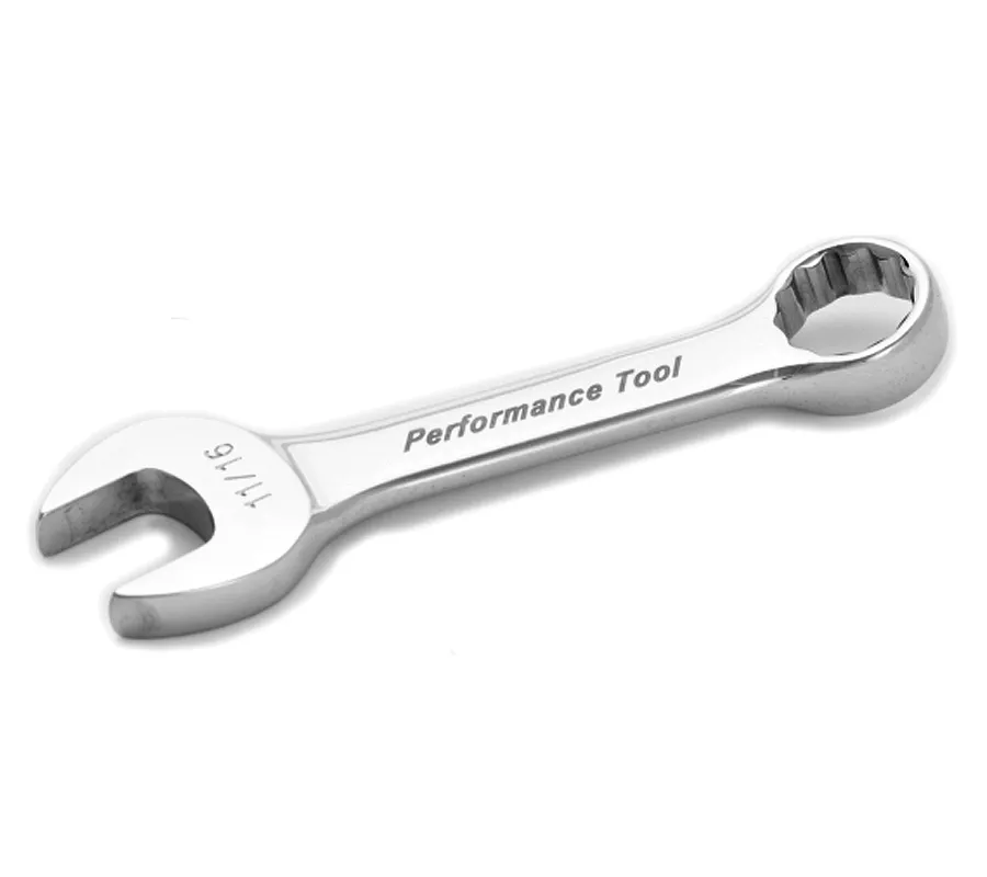 Wilmar W30522 - Stubby Chrome Combination Wrench, 11/16", with 12 Point Box End, Fully Polished, 5-1/4" Long