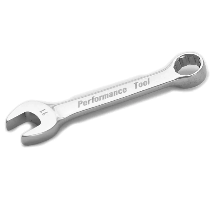 Wilmar W30611 - Stubby Chrome Combination Wrench, 11mm, with 12 Point Box End, Fully Polished, 4" Long