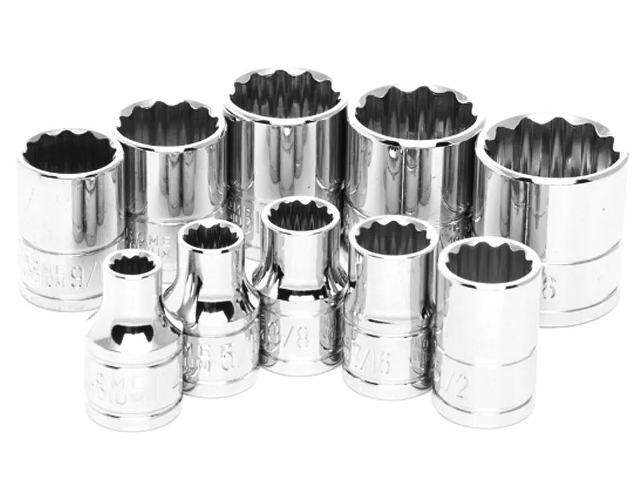 Wilmar W38500 - 10 Pc 3/8'' Dr 12pt SAE Socket Se