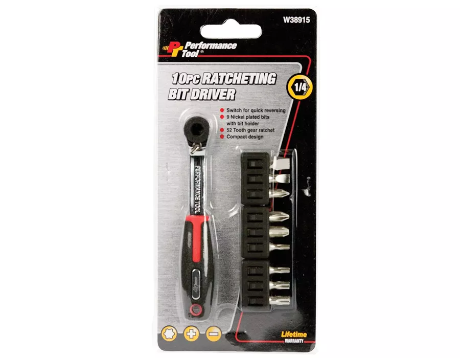 Wilmar W38915 - 10 pc Ratcheting Bit Driver
