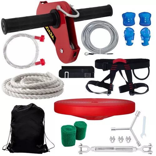Zip line Kits for Backyard,Zip Lines for Kid and Adult, Included Swing Seat, Zip Lines Brake, and Steel Trolley, Outdoor Playground Equipment. (90FT)